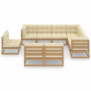 vidaXL Garden Lounge Set Honey Brown Solid pinewood, fabric (100% polyester)
