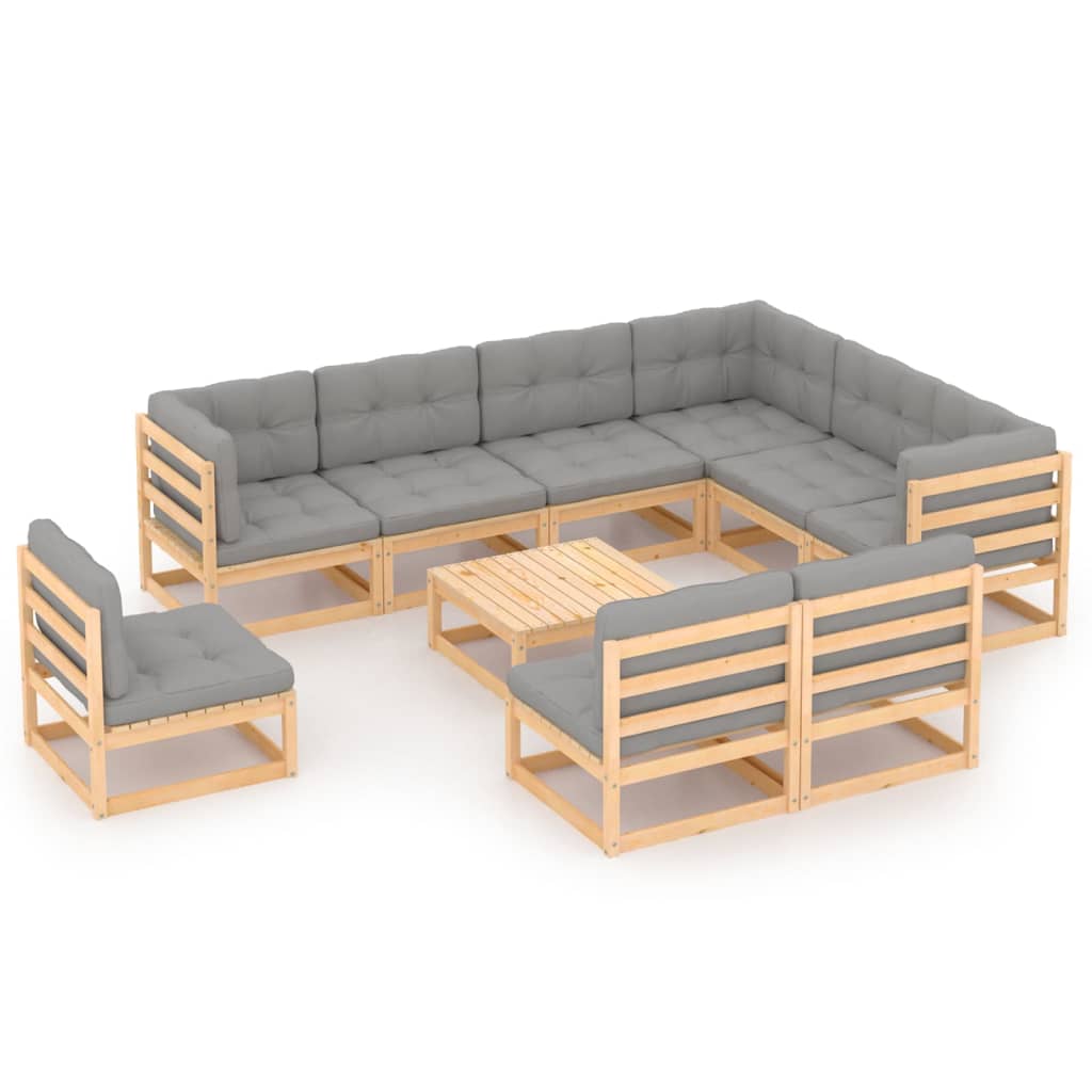 

vidaXL 10 Piece Patio Lounge Set with Cushions Solid Pinewood