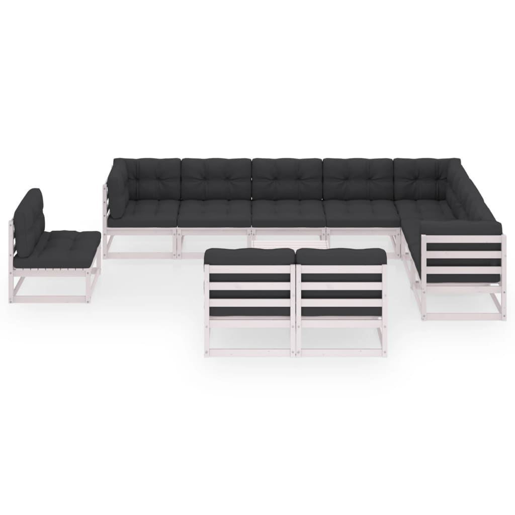 

vidaXL 11-delige Loungeset met kussens massief grenenhout wit