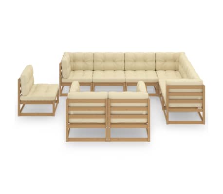 vidaXL 9-daļīgs dārza atpūtas mēbeļu komplekts ar matračiem, priede