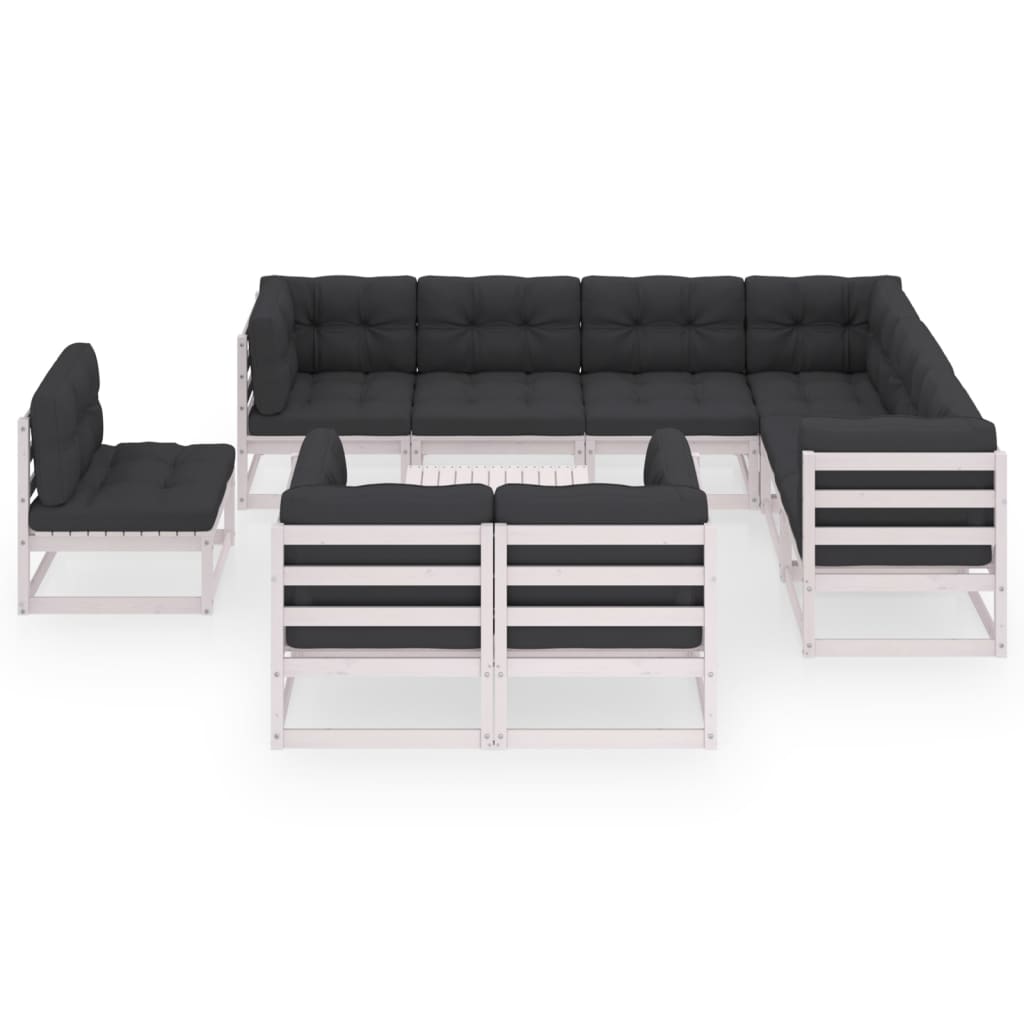 

vidaXL 10-delige Loungeset met kussens massief grenenhout wit