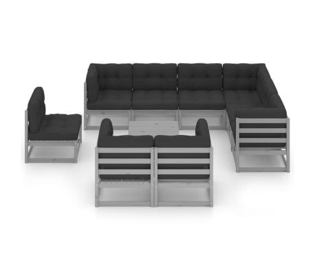 vidaXL 10d&iacute;ln&aacute; zahradn&iacute; sedac&iacute; souprava podu&scaron;ky &scaron;ed&aacute; masivn&iacute; borovice