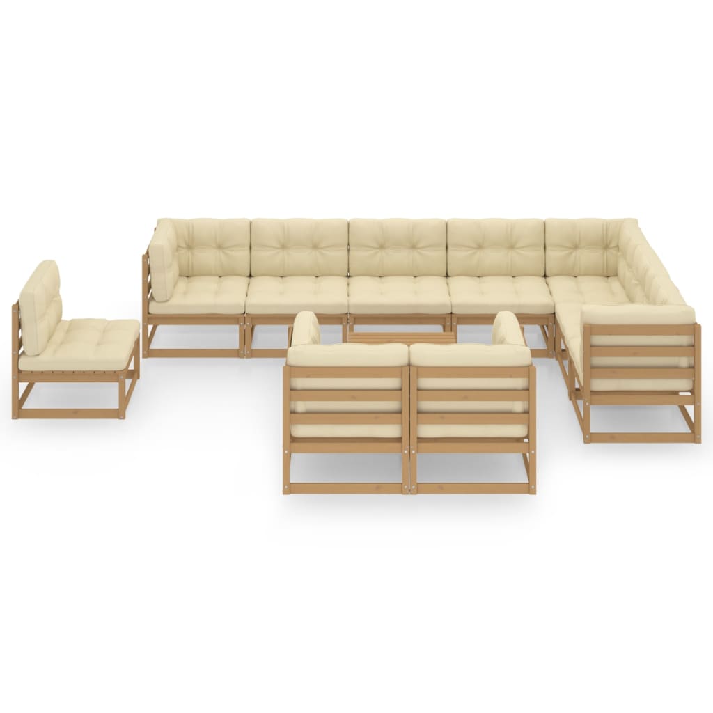 

vidaXL 11-delige Loungeset met kussens massief grenenhout honingbruin