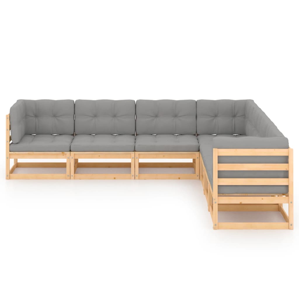 vidaXL 7-delige Loungeset met kussens massief grenenhout afbeelding