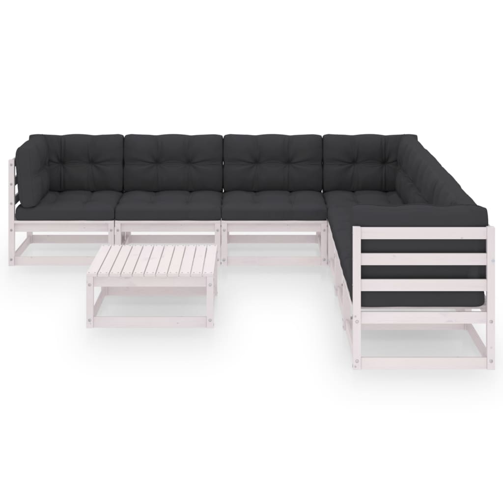 

vidaXL 8-delige Loungeset met kussens massief grenenhout wit