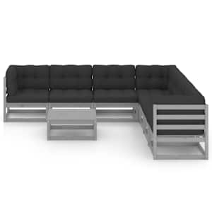 vidaXL 8-tlg. Garten-Lounge-Set mit Kissen Grau Massivholz Kiefer