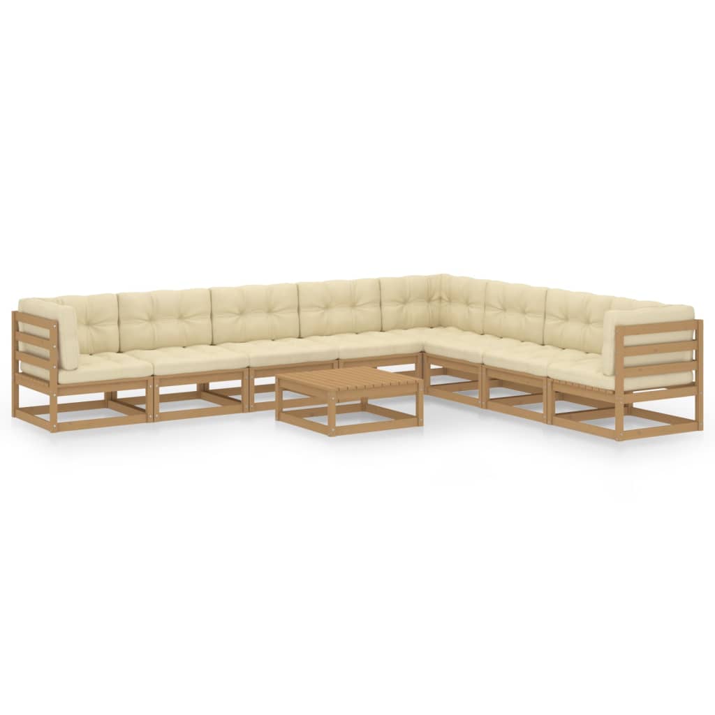 vidaXL 9-tlg Garten-Lounge-Set mit Kissen Honigbraun Massivholz Kiefer