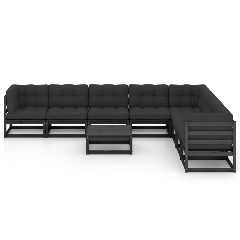 Thumbnail - vidaXL 9-tlg. Garten-Lounge-Set mit Kissen Schwarz Massivholz Kiefer
