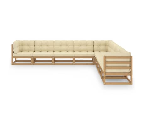 vidaXL Sodo komplektas su pagalvėlėmis, 9 dalių, medaus rudas, pu&scaron;is