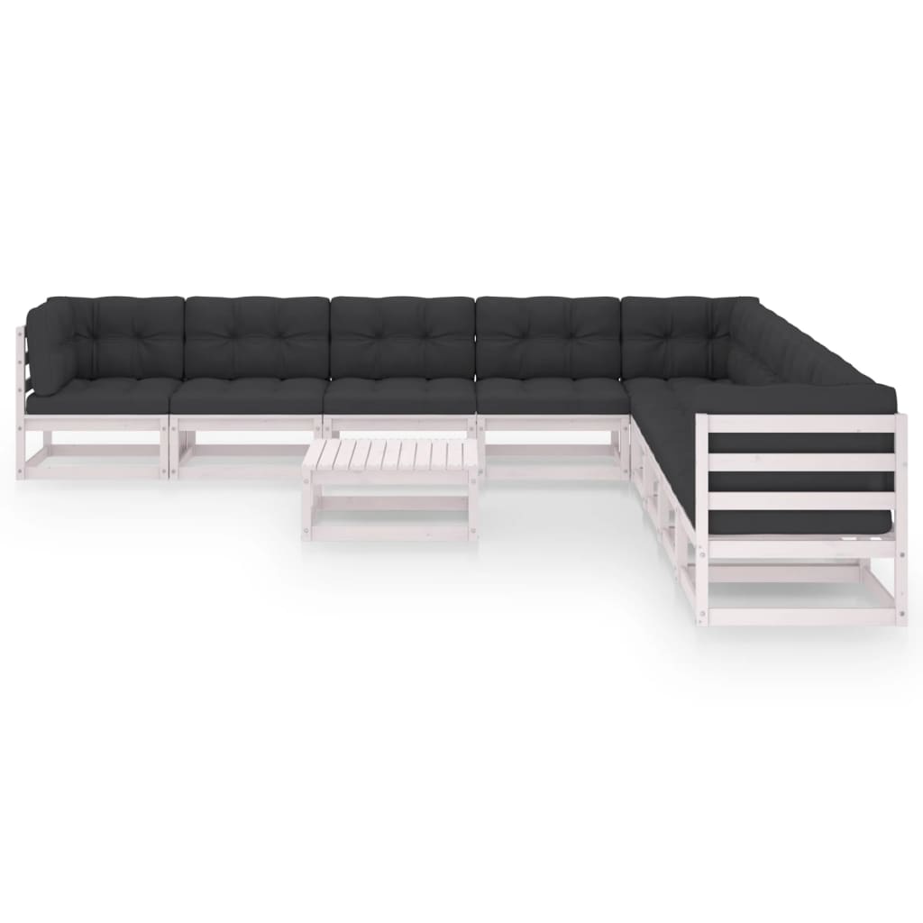 

vidaXL 10-delige Loungeset met kussens massief grenenhout wit