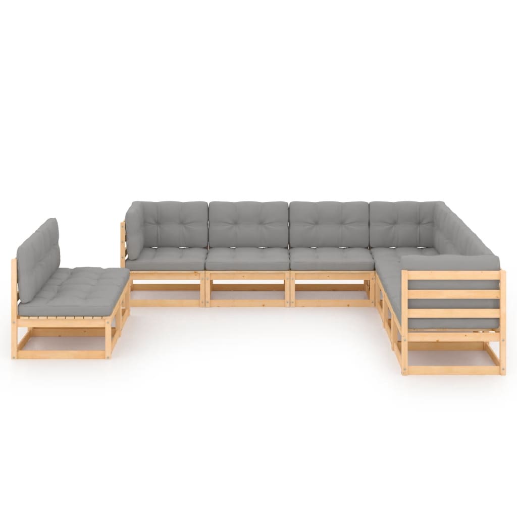 vidaXL 9-delige Loungeset met kussens massief grenenhout afbeelding