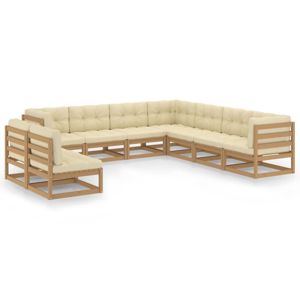 vidaXL 9-tlg Garten-Lounge-Set mit Kissen Honigbraun Massivholz Kiefer