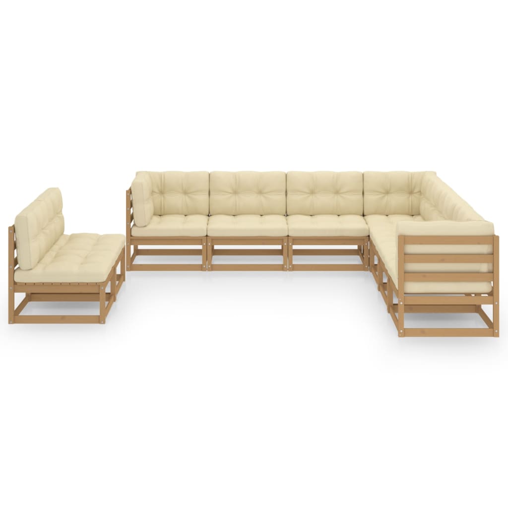 

vidaXL 9-delige Loungeset met kussens massief grenenhout honingbruin
