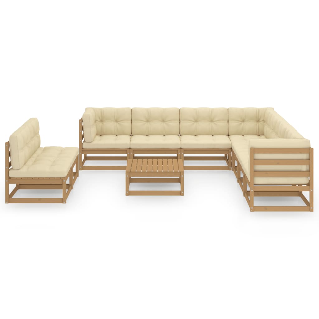 

vidaXL 10-delige Loungeset met kussens massief grenenhout honingbruin