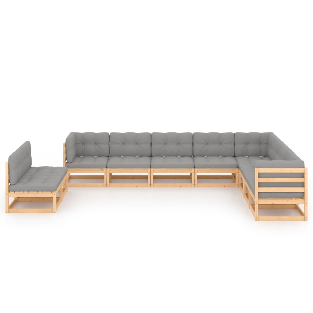 

vidaXL 10-delige Loungeset met kussens massief grenenhout