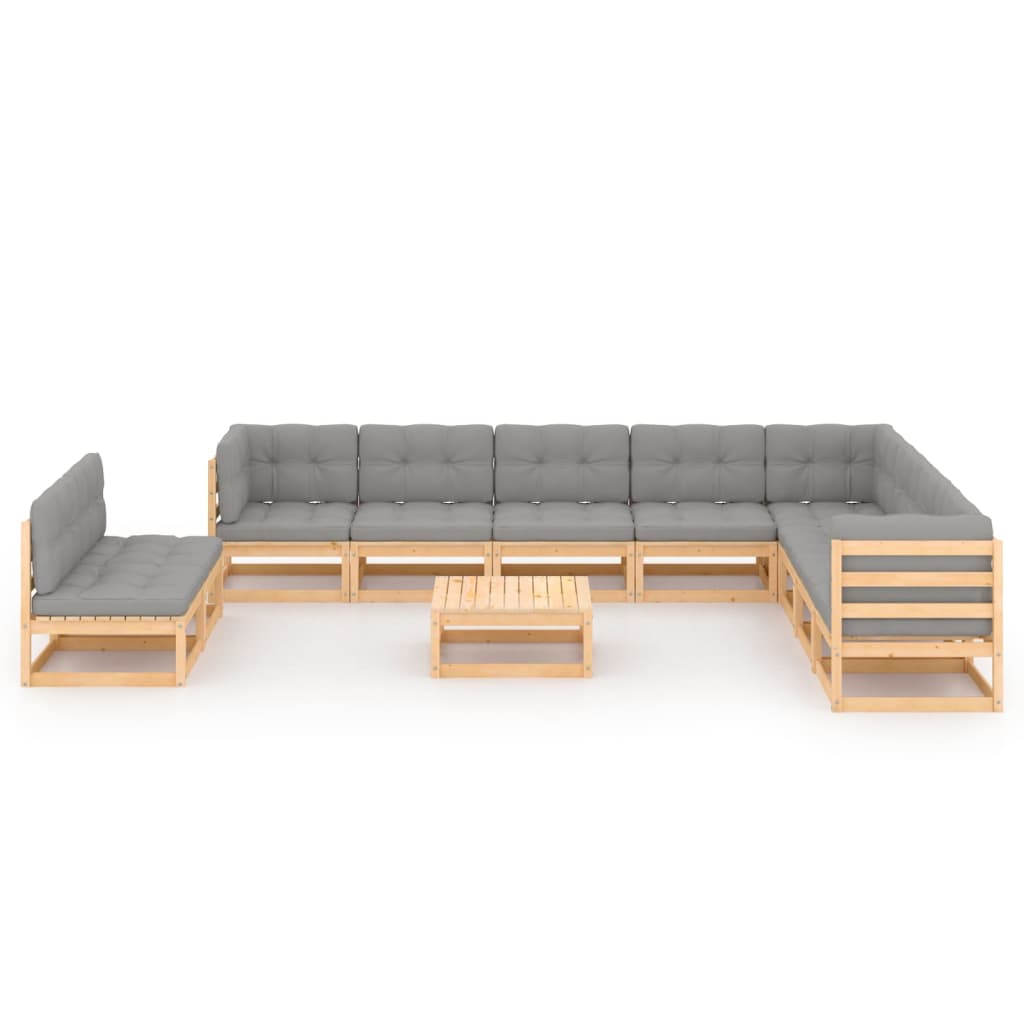 vidaXL 11-delige Loungeset met kussens massief grenenhout afbeelding
