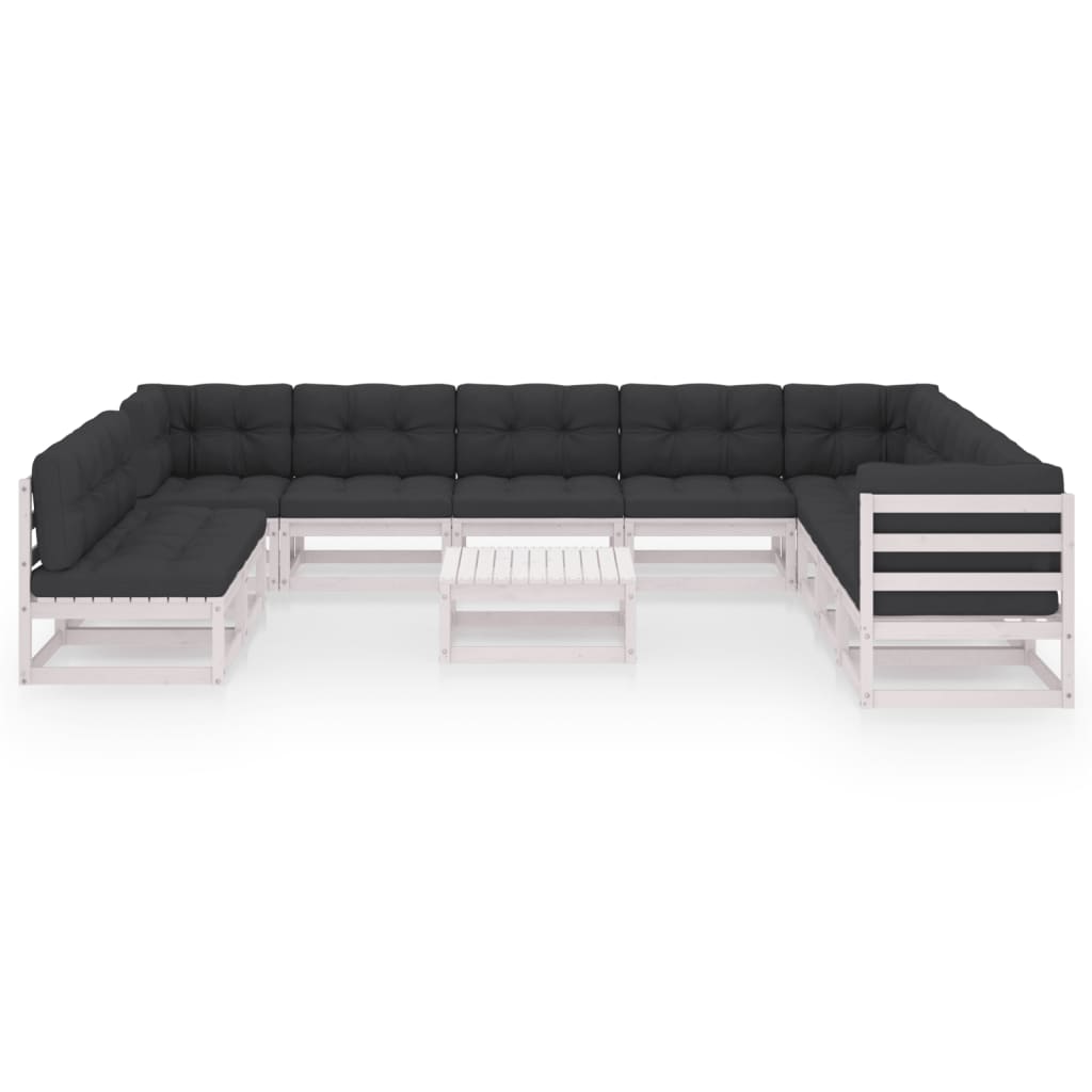

vidaXL 11-delige Loungeset met kussens massief grenenhout wit