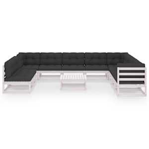 vidaXL Sodo komplektas su pagalvėlėmis, 11 dalių, pu&scaron;ies masyvas