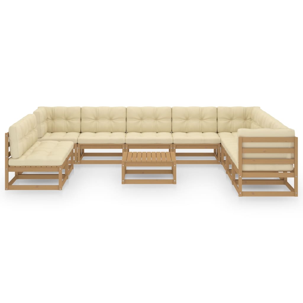 

vidaXL 11-delige Loungeset met kussens massief grenenhout honingbruin