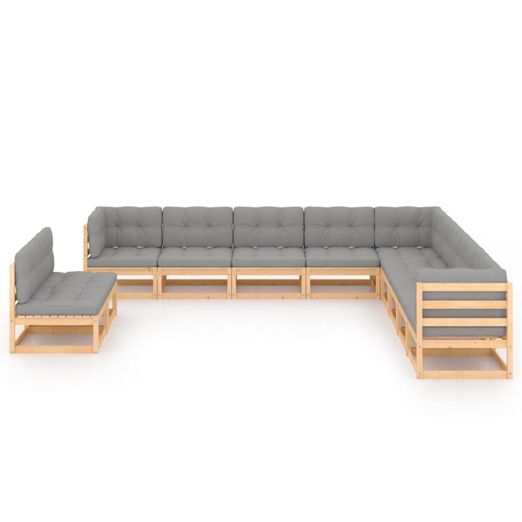 

vidaXL 11-delige Loungeset met kussens massief grenenhout