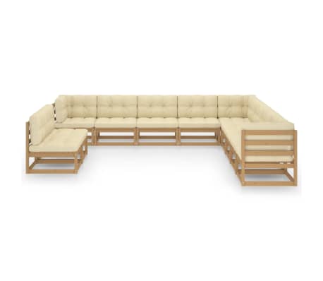 vidaXL 11-cz. zestaw wypoczynkowy do ogrodu z poduszkami,miodowa sosna