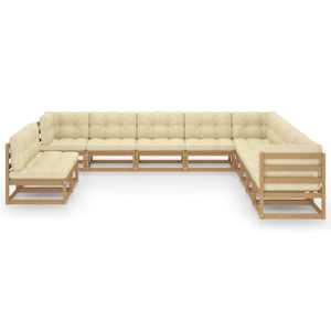 vidaXL 11-cz. zestaw wypoczynkowy do ogrodu z poduszkami,miodowa sosna