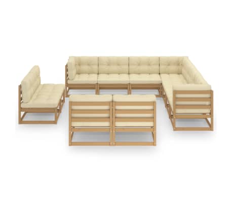 vidaXL Garden Lounge Set Honey brown Solid pinewood, 100% polyester fabric