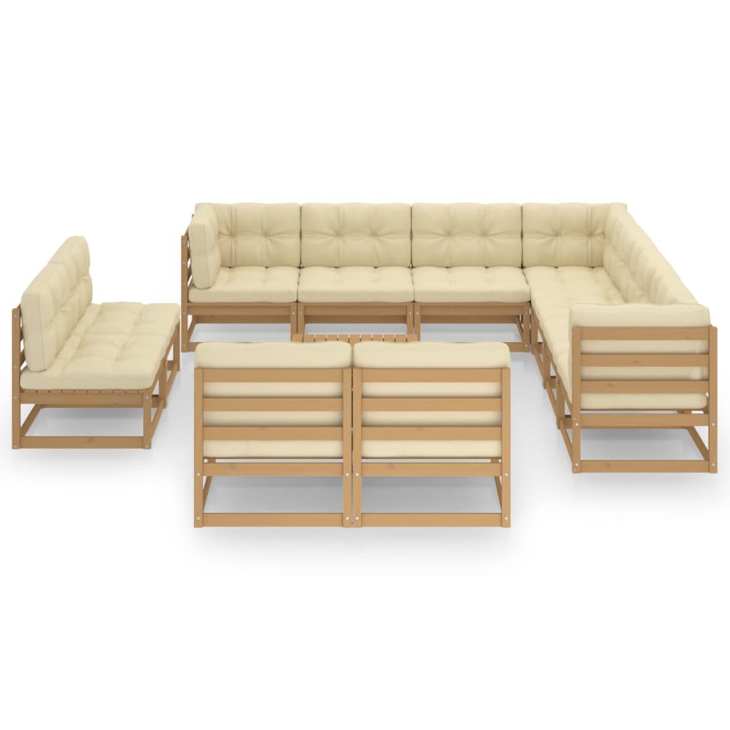 

vidaXL 12-delige Loungeset met kussens massief grenenhout honingbruin