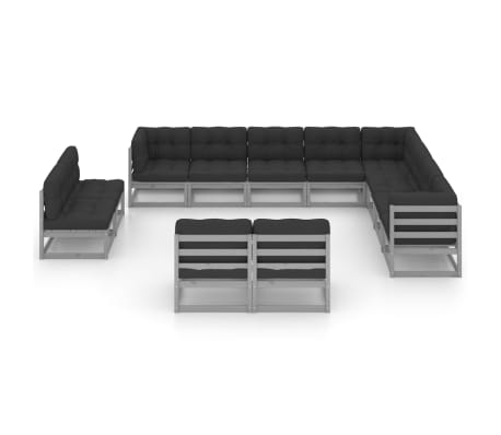 vidaXL Set mobilier grădină cu perne, 12 piese, lemn masiv de pin
