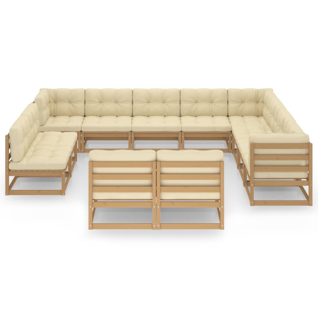 

vidaXL 12-delige Loungeset met kussens massief grenenhout honingbruin