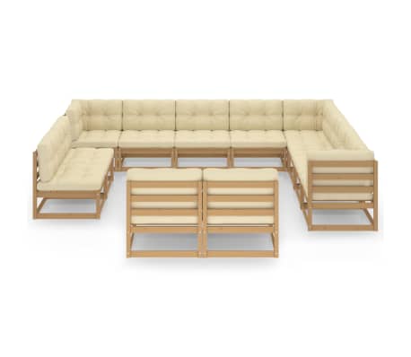 vidaXL Sodo komplektas su pagalvėlėmis, 12 dalių, medaus rudas, pu&scaron;is