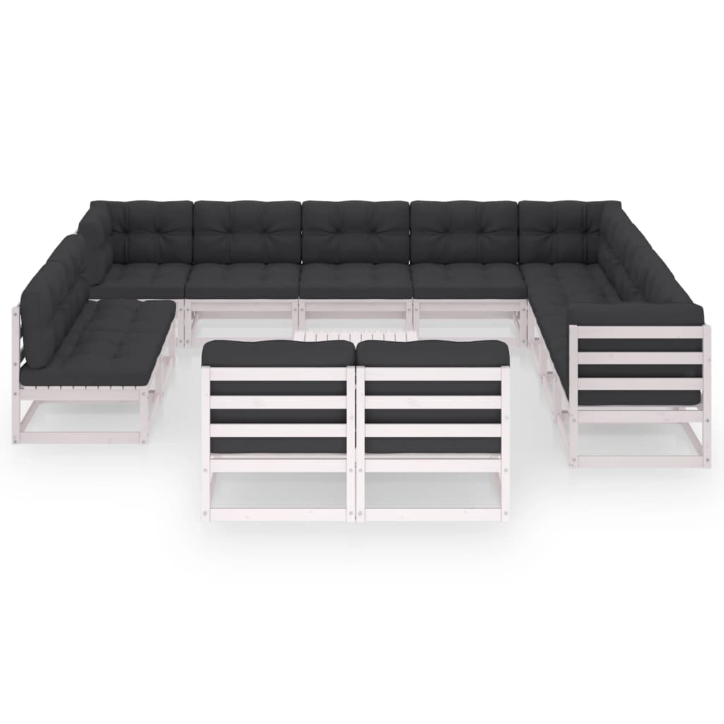 

vidaXL 13-delige Loungeset met kussens massief grenenhout wit