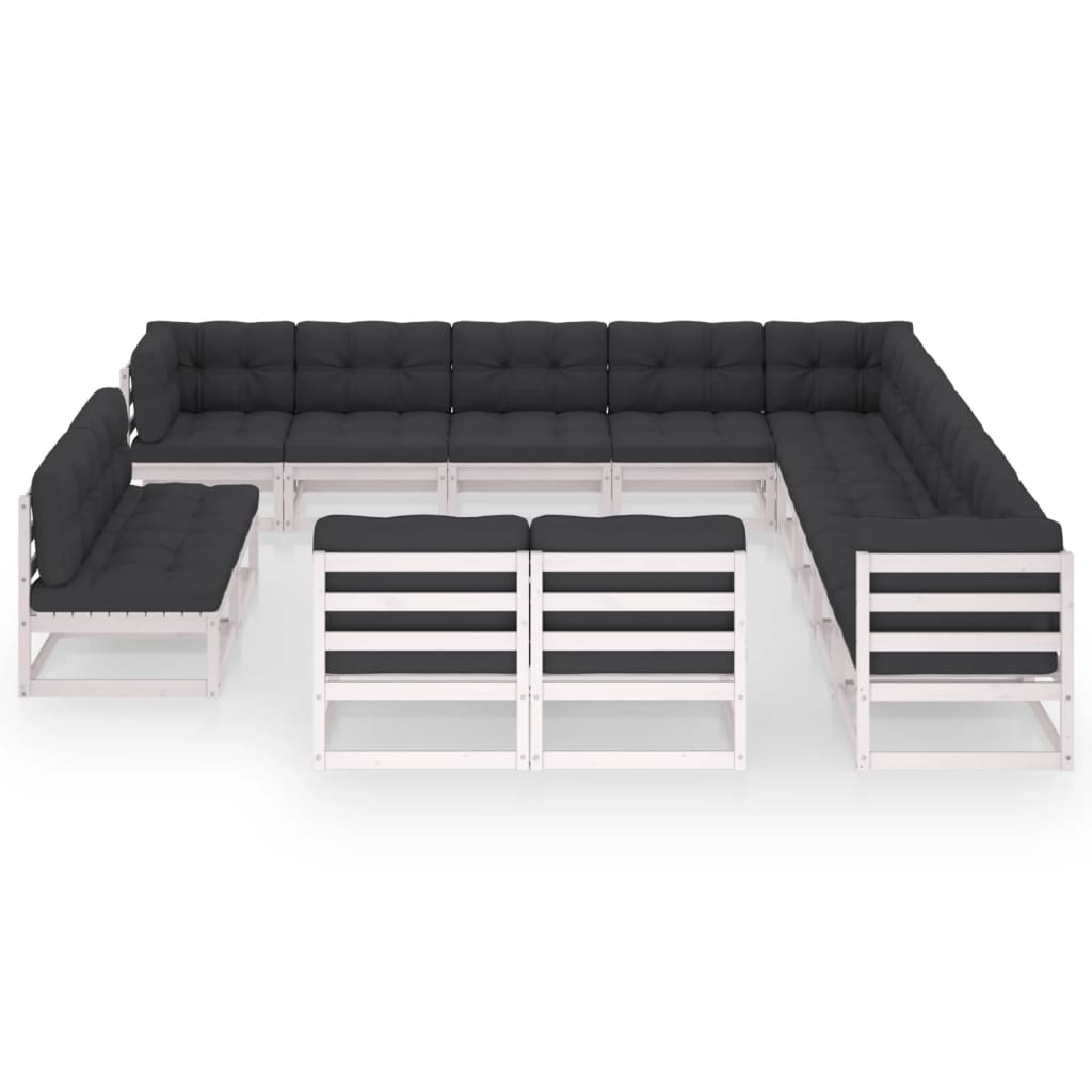 

vidaXL 13-delige Loungeset met kussens massief grenenhout wit