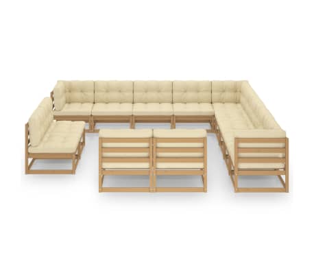 vidaXL Sodo komplektas su pagalvėlėmis, 13 dalių, medaus rudas, pu&scaron;is