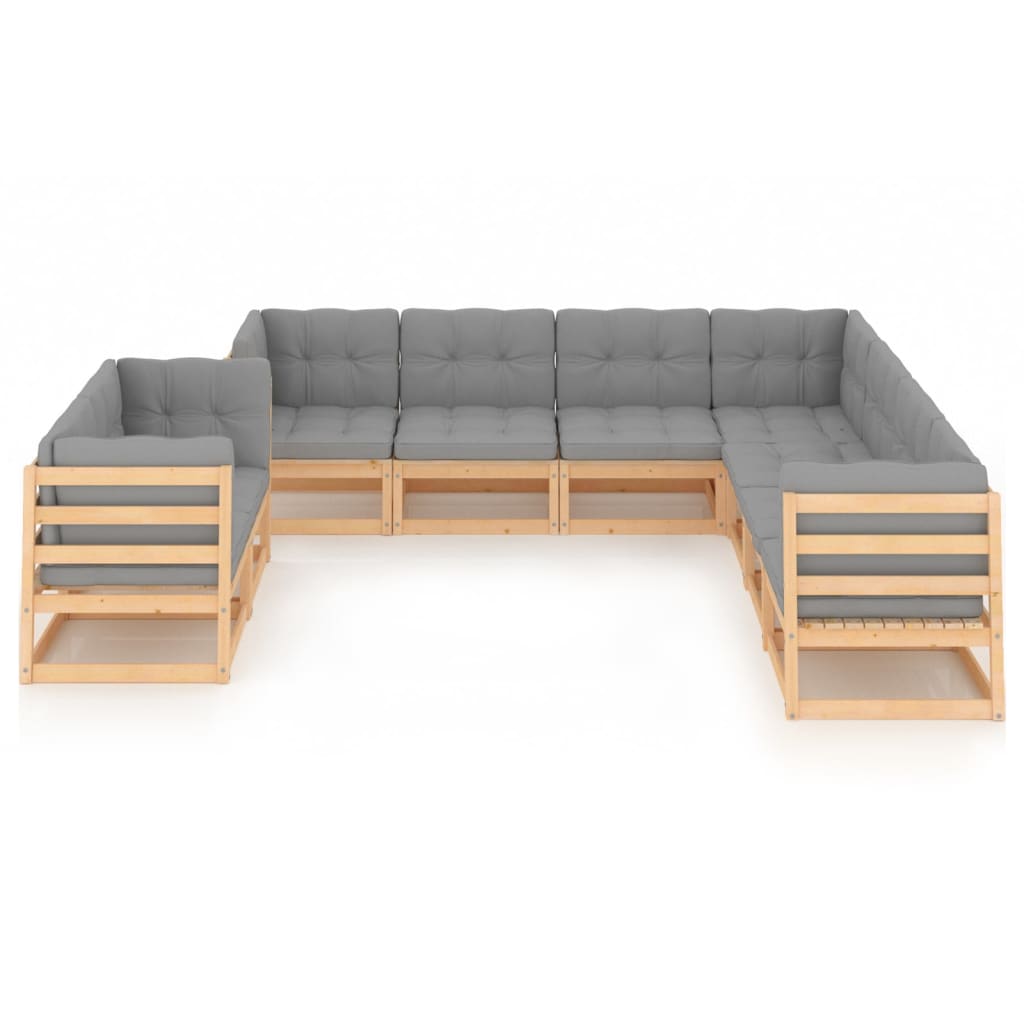 vidaXL 9-delige Loungeset met kussens massief grenenhout afbeelding