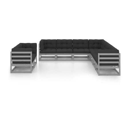 vidaXL 9-daļīgs dārza atpūtas mēbeļu komplekts ar matračiem, priede