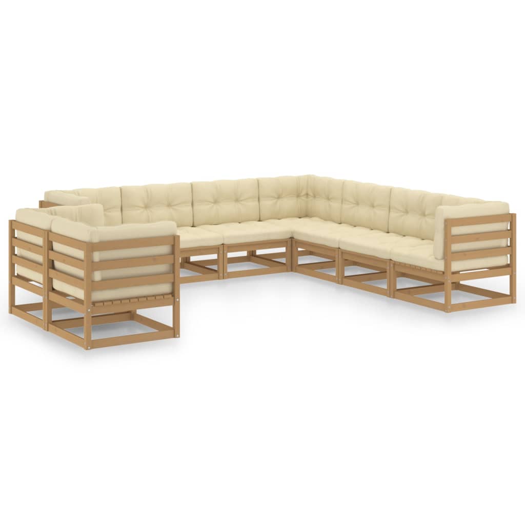 vidaXL 9-tlg Garten-Lounge-Set mit Kissen Honigbraun Massivholz Kiefer