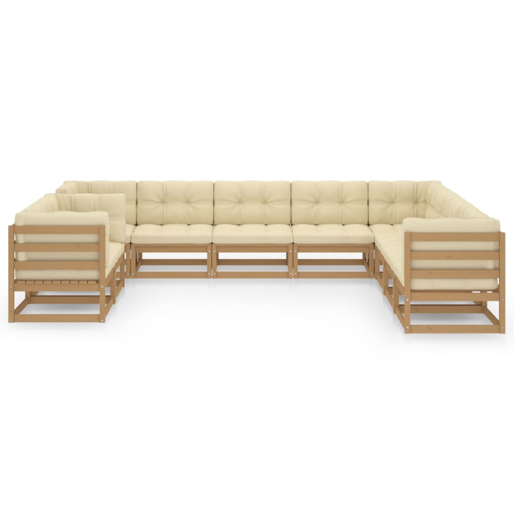 

vidaXL 10-delige Loungeset met kussens massief grenenhout honingbruin