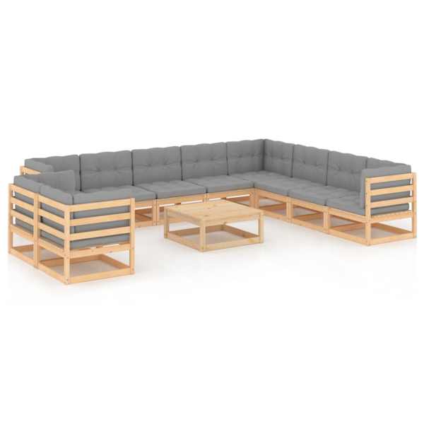 vidaXL 11-osaline aiadiivanikomplekt patjadega, m&auml;nnipuit