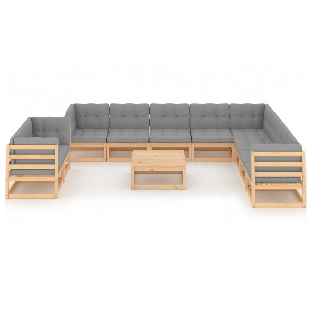 

vidaXL 11-delige Loungeset met kussens massief grenenhout