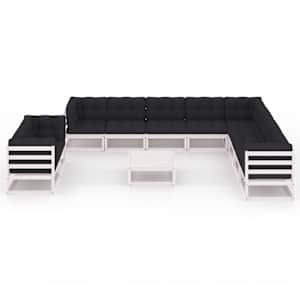 vidaXL 11-osainen Puutarhasohvasarja tyynyill&auml; valkoinen t&auml;ysi m&auml;nty