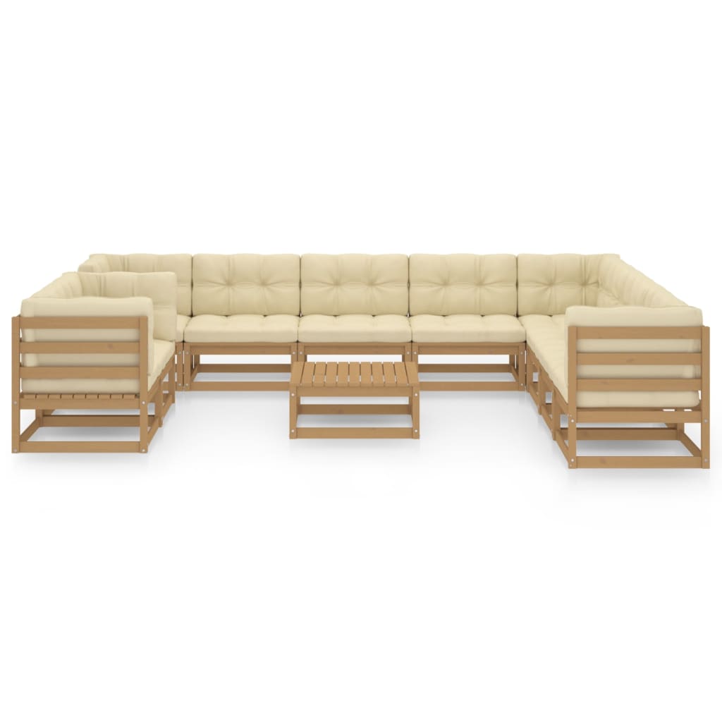 

vidaXL 11-delige Loungeset met kussens massief grenenhout honingbruin