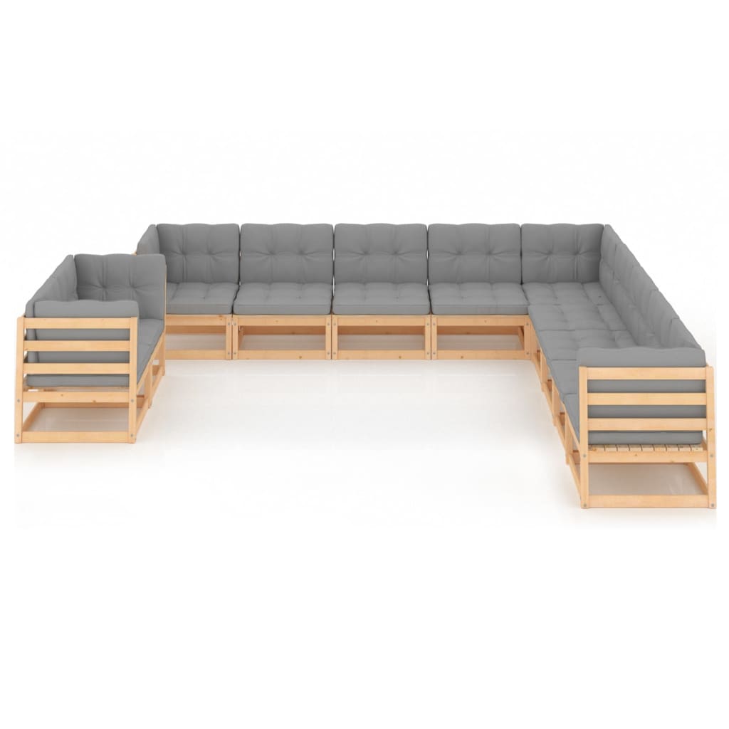 vidaXL 11-delige Loungeset met kussens massief grenenhout afbeelding