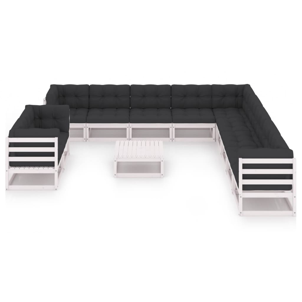 

vidaXL 12-delige Loungeset met kussens massief grenenhout wit