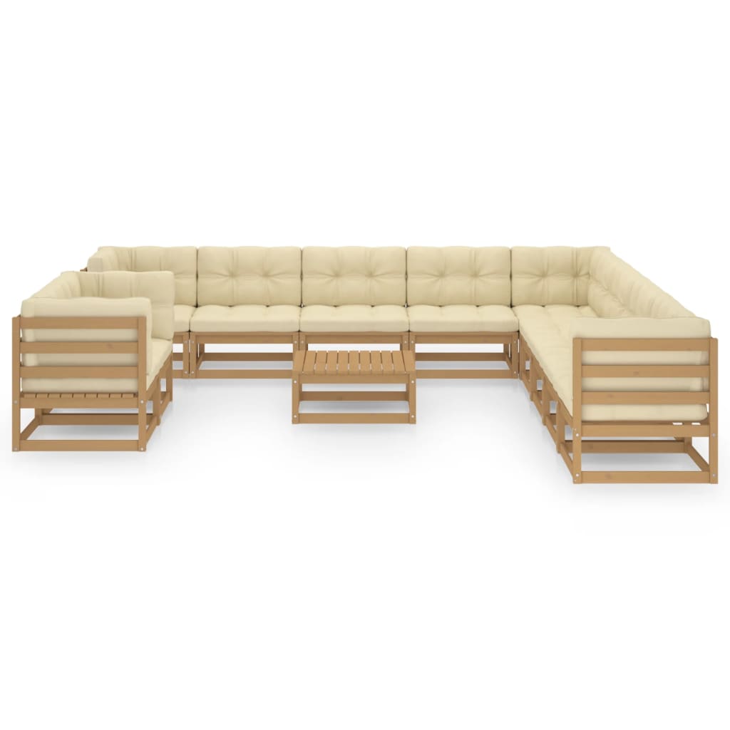 

vidaXL 12-delige Loungeset met kussens massief grenenhout honingbruin