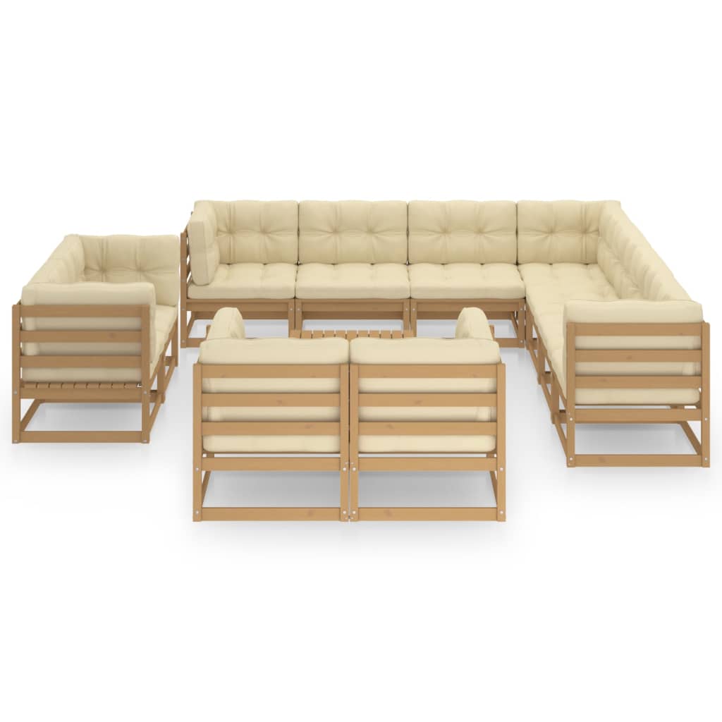 

vidaXL 12-delige Loungeset met kussens massief grenenhout honingbruin