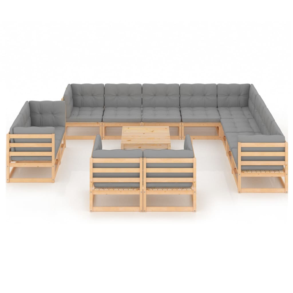 

vidaXL 13-delige Loungeset met kussens massief grenenhout