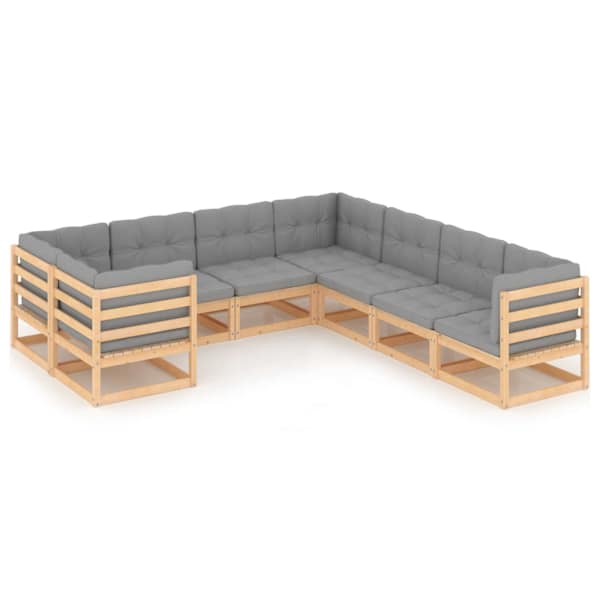 vidaXL 8-osaline aiam&ouml;&ouml;bli komplekt patjadega, m&auml;nnipuit