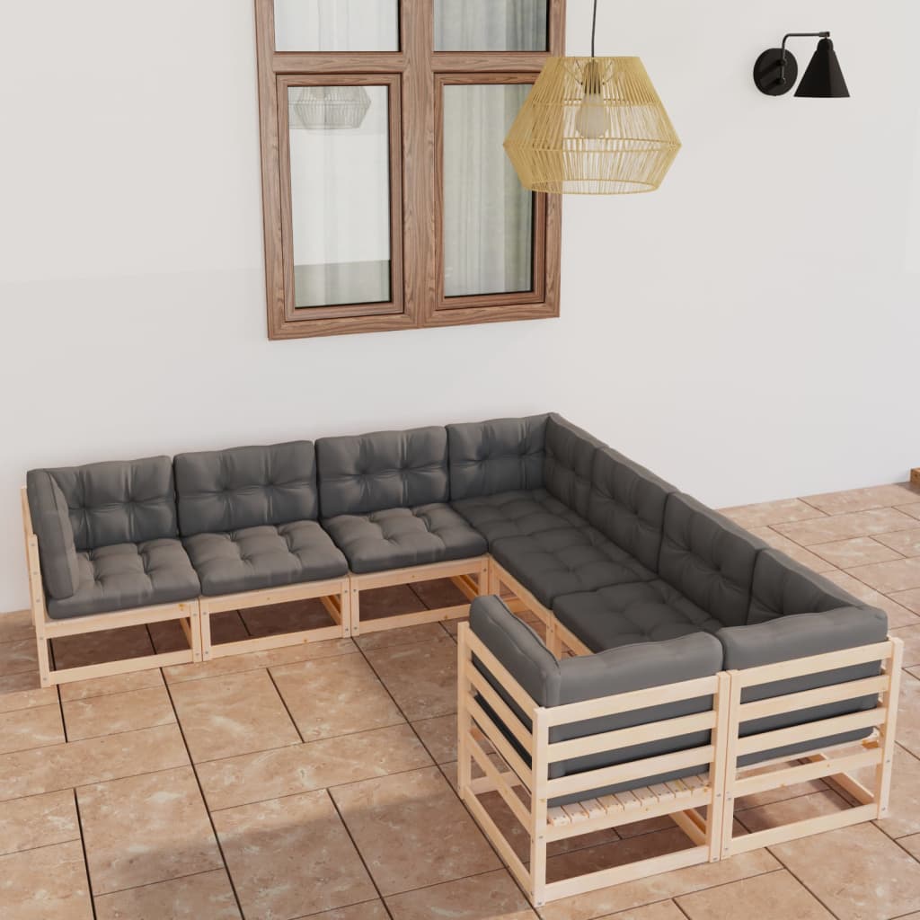 vidaXL 8-tlg. Garten-Lounge-Set mit Kissen Massivholz Kiefer