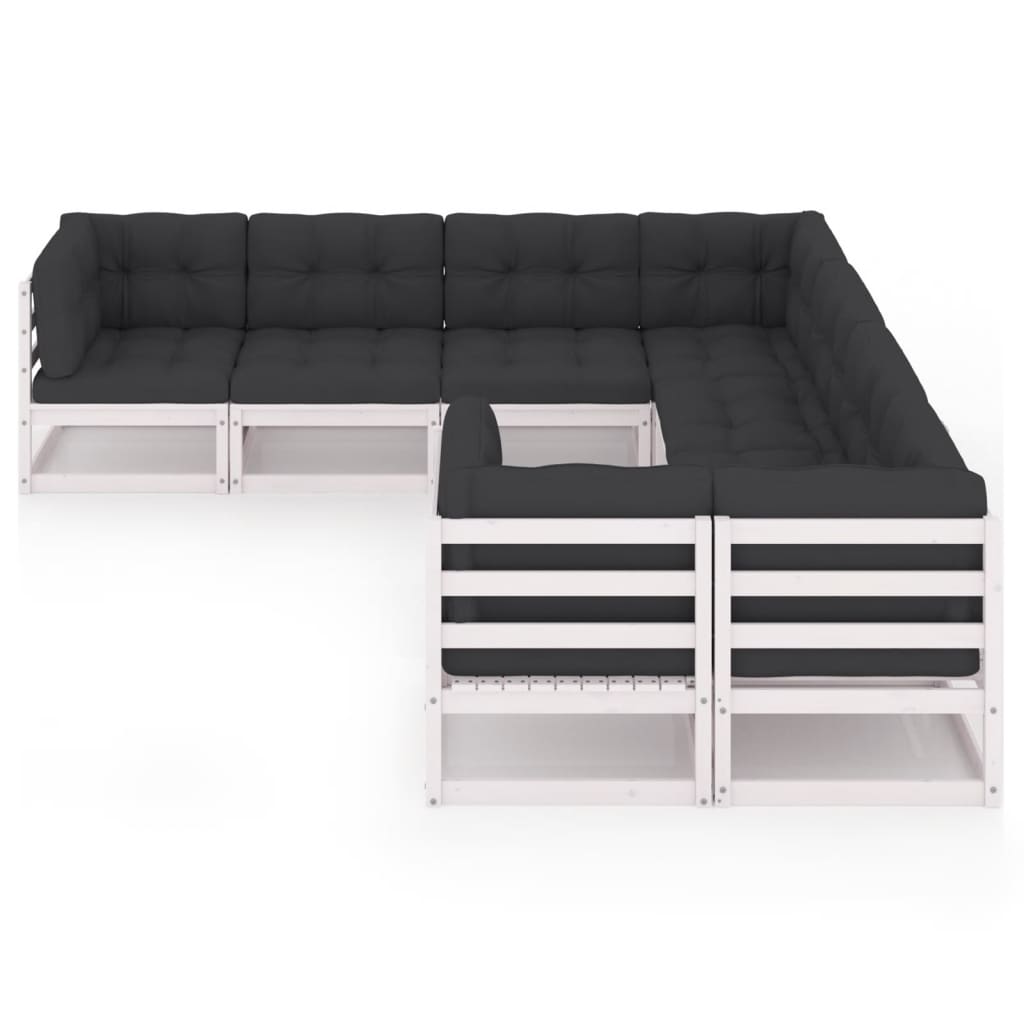 

vidaXL 8-delige Loungeset met kussens massief grenenhout wit